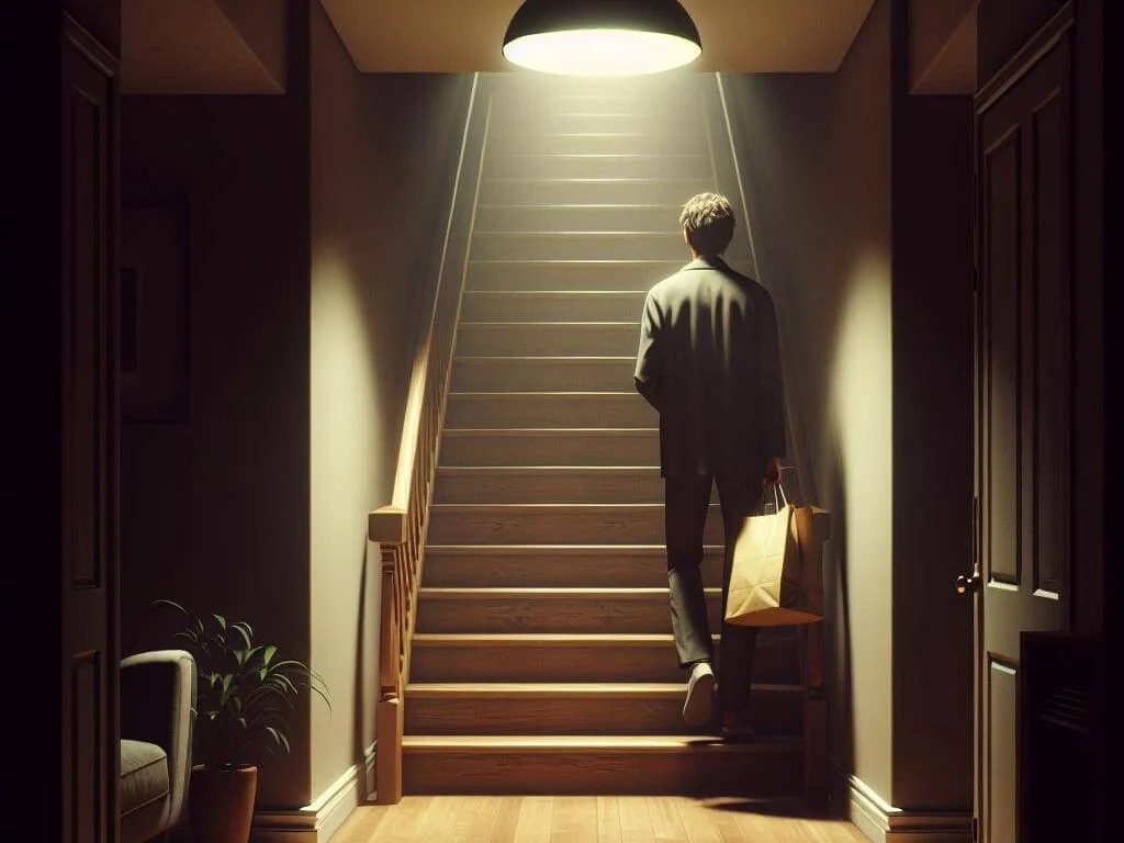 Mit vollen Einkaufstüten im dunklen Treppenhaus? Ein Bewegungssensor aktiviert das Licht automatisch – ideal für mehr Sicherheit