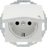 Berker 47448989 UP Steckdose mit Klappdeckel und erhöhtem BS S.1/B.3/B.7 polarweiß glänzend 