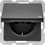Berker 47516066 SCHUKO Unterputz Steckdose 1-fach mit Klappdeckel Q.x anthrazit, samt 