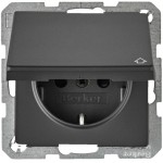 Berker 47516086 UP Steckdose 1-fach mit Klappdeckel und erhöhtem BS Q.x anthrazit, samtv 