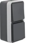 Berker 47803515 Kombination Wechselschalter/Steckdose Aufputz SCHUKO mit Klappdeckel W.1, grau 