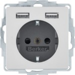 Berker 48036084 Steckdose SCHUKO/USB A-A, Q.x, alu samt 