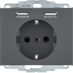 Berker 48037006 Schuko-Steckdose/USB A-A K.1 anthrazit matt lackiert 
