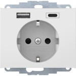 Berker 48047009 SCHUKO Unterputz Steckdose 1-fach mit USB A-C K.x, polarweiß glänzend 
