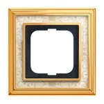 Busch-Jaeger 2CKA001754A4643 Abdeckrahmen 1-fach Messing poliert Dekor elfenbeinweiß - Busch-dynasty® 