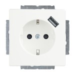 Busch-Jaeger 20 EUCBUSB-884 Schuko USB-Steckdose mit erhöhtem Berührungsschutz studioweiß matt 2CKA002011A6164 