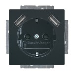 Busch-Jaeger 2CKA002011A6267 SCHUKO® USB-Steckdosen-Einsatz Safety+ mit USB A/A anthrazit - Plattform 63 