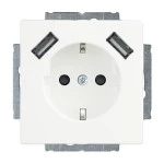 Busch-Jaeger 2CKA002011A6277 SCHUKO® USB-Steckdosen-Einsatz Safety+ mit USB A/A studioweiß matt - Plattform 