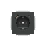Busch-Jaeger 2CKA002011A6300 SCHUKO® USB-Steckdosen-Einsatz Safety+ mit USB A/C anthrazit - Plattform 63 