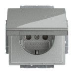 Busch-Jaeger 20 EUKBR-803 Schuko-Steckdose mit Klappdeckel und erhöhtem Berührungsschutz graumetallic 2CKA002018A1525 