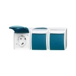 Busch-Jaeger 2CKA002084A0704 SCHUKO® Dreifachsteckdose mit Klappdeckel 16 A grau/blaugrün - ocean® 