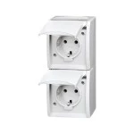 Busch-Jaeger 2CKA002084A0710 SCHUKO® Doppelsteckdose mit Beschriftungsfeld mit Klappdeckel 16 A weiß - 