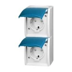 Busch-Jaeger 2CKA002084A0719 SCHUKO® Doppelsteckdose mit Beschriftungsfeld Safety+ mit Klappdeckel 16 A 