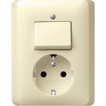 GIRA 017601 Kombi AusWe/SCHUKO Vollpl. Gira Standard 55 Cremeweiß 