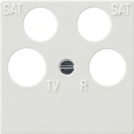 **Gira 025940 Zentralplatte 4-fach (50x50mm) für Koaxial-Antennendose mit 2 zusätzlichen SAT-Anschlüssen Reinweiß 