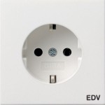Gira 0458112 Schuko-Steckdose 16A 250V mit Aufdruck 'EDV' Flächenschalter Reinweiß glänzend 