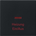 Gira 0678005 Wippe mit Kontrollfenster und Aufdruck 'Heizung Ein Aus' Schwarz matt 