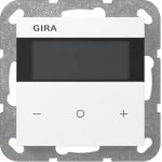 Gira 200403 Raumklimasensor Standard mit integriertem Busankoppler für KNX. Segmentbasiertes Display zeigt Betriebsmodus 