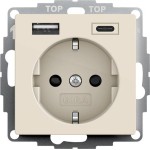 GIRA 245901 SCHUKO SP USB-Spannungsvers. 2f Typ A/C System 55 Cremeweiß 