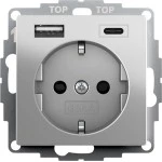 Gira 2459600 SCHUKO-Steckdose 16 A 250 V~ mit erhöhtem Berührungsschutz und 2-fach USB-Spannungsversorgung Typ A und C 