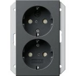 Gira 273528 SCHUKO-Doppelsteckdose 2-fach mit erhöhtem Berührungsschutz (Safety Plus) für Unterputz-Gerätedosen, 16 A 