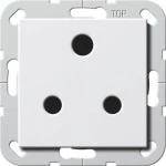 Gira 277403 Steckdose British Standard Round Pin 15 A mit Shutter, Schraubklemmen, für Schraubbefestigung Reinweiß 