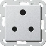 Gira 277426 Steckdose BS 546 Round Pin 15 A 250 V~ mit Shutter, Schraubklemmen und Schraubbefestigung Alu 