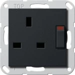 Gira 2778005 Geschaltete Steckdose BS 13 A 250 V~ mit Shutter und Schraubklemmen, passend für System 55 