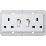Gira 278303 Doppelsteckdose 13 A 250 V~ geschaltet mit Shutter, passend für System 55 Programmübergreifend, British 