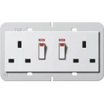 Gira 278403 Doppelsteckdose 13 A 250 V~ geschaltet mit Kontrolllicht und Shutter in Reinweiß glänzend passend für System 