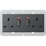 Gira 278428 Doppelsteckdose 2-fach, geschaltet, mit Kontrolllicht und Shutter, 13 A, British Standard, Anthrazit 