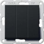 Gira 2830005 Gira Wippschalter 3-fach schwarz matt aus der Serie System 55 Programmübergreifend mit erhoehter 