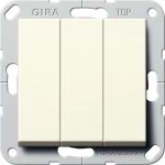 Gira 283001 Gira Wippschalter 3-fach in Cremeweiß glänzend, passend für System 55 Programmübergreifend, mit Ausschalter 