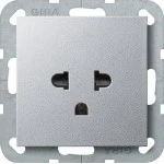 Gira 284026 Gira Steckdose mit Schutzkontakt EURO-US 16 A 250 V~ in Aluminiumfarbe passend für System 55 