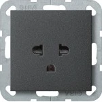Gira 284028 Gira Steckdose mit Schutzkontakt EURO-US 16 A 250 V~ in Anthrazit, passend für System 55 