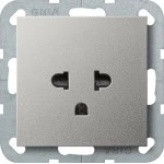 Gira 2840600 Steckdose mit Schutzkontakt EURO-US 16 A 250 V~ in lackiertem Edelstahl, passend für System 55 