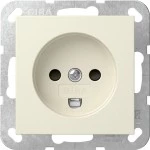 Gira 442201 Dänische Steckdose 16 A 250 V~ mit erhöhtem Berührungsschutz, cremeweiß glänzend, kompatibel mit System 55 