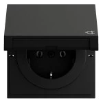Gira 445474 Schuko-Steckdose 16 A 250 V~ mit Klappdeckel in Schwarz matt lackiert, mit stabilem Stahltragring 