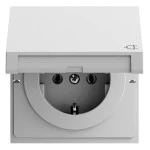 Gira 445476 Gira SCHUKO-Steckdose 16 A 250 V~ mit Klappdeckel in Grau matt lackiert, mit stabilem Stahltragring 