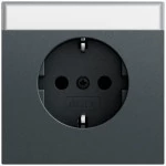 Gira 445773 Schuko-Steckdose 16 A 250 V~ mit Beschriftungsfeld in Anthrazit lackiert, mit stabilem Erdungsbügel 