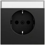Gira 445774 SCHUKO-Steckdose 16 A 250 V~ mit Beschriftungsfeld in Schwarz matt lackiert, System 70 Programmübergreifend 