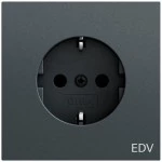 Gira 445873 SCHUKO-Steckdose 16 A 250 V~ mit Aufdruck EDV in Anthrazit lackiert, mit stabilem Erdungsbügel 