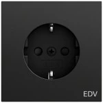Gira 446174 SCHUKO-Steckdose 16 A 250 V~ mit Aufdruck EDV, erhöhtem Berührungsschutz Safety Plus, schwarz matt lackiert 