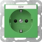 Gira 4462107 SCHUKO-Steckdose 16 A 250 V~ mit Beschriftungsfeld und erhöhtem Berührungsschutz (Safety Plus) in grün 