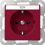 Gira 4462108 SCHUKO-Steckdose 16 A 250 V~ mit Beschriftungsfeld und erhöhtem Berührungsschutz (Safety Plus) in Rot 
