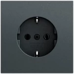 Gira 446673 SCHUKO-Steckdose 16 A 250 V~ ohne Befestigungskrallen in Anthrazit lackiert, mit stabilem Stahltragring 