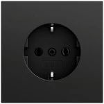 Gira 446674 SCHUKO-Steckdose 16 A 250 V~ ohne Befestigungskrallen in Schwarz matt lackiert, mit stabilem Stahltragring 