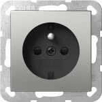 Gira 4485600 Steckdose 16 A 250 V~ mit Erdungsstift und erhöhtem Berührungsschutz (Safety Plus) aus Edelstahl für System 