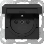 Gira 4488005 Steckdose 16 A 250 V~ mit erhöhtem Berührungsschutz (Safety Plus), Klappdeckel und Erdungsstift in Schwarz 