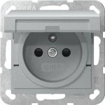 Gira 448826 Steckdose 16 A 250 V~ mit Klappdeckel und erhöhtem Berührungsschutz (Safety Plus) in Alu, passend für System 